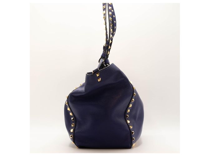 Valentino Garavani Borsa tote 2 in 1 in pelle di vitello Rockstud media blu - vista 7