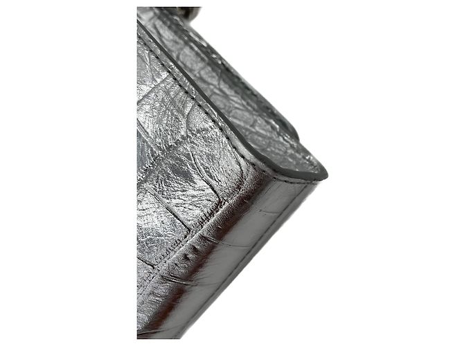 Philipp Plein Clutch con Patta Piccolo Pelle di Vitello 2 Vie Stampa Croco Argento - vista 10