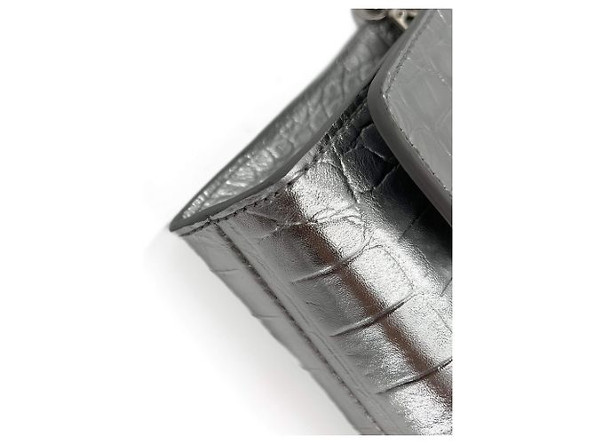 Philipp Plein Clutch con Patta Piccolo Pelle di Vitello 2 Vie Stampa Croco Argento - vista 7