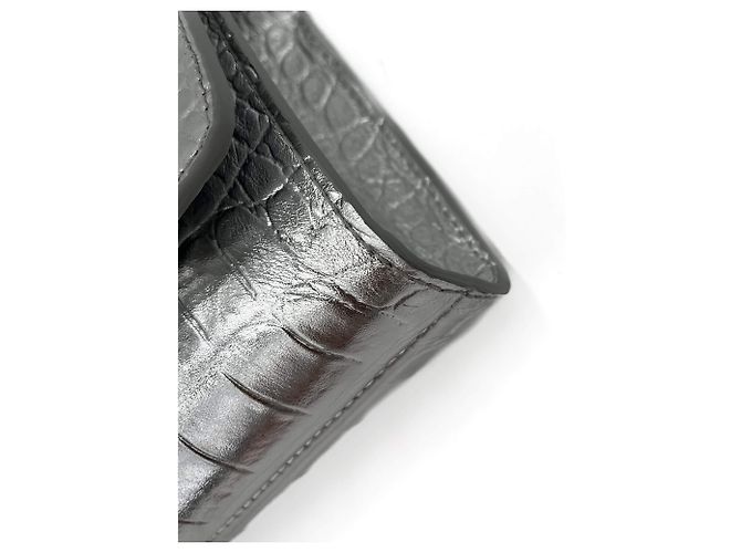Philipp Plein Clutch con Patta Piccolo Pelle di Vitello 2 Vie Stampa Croco Argento - vista 8