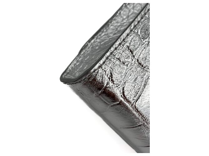 Philipp Plein Clutch con Patta Piccolo Pelle di Vitello 2 Vie Stampa Croco Argento - vista 9
