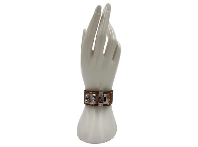 Hermès Collier de Chien Lederarmband T2 Palladium Karamell - Ansicht 2