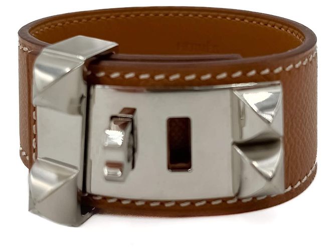 Hermès Collier de Chien Lederarmband T2 Palladium Karamell - Ansicht 4
