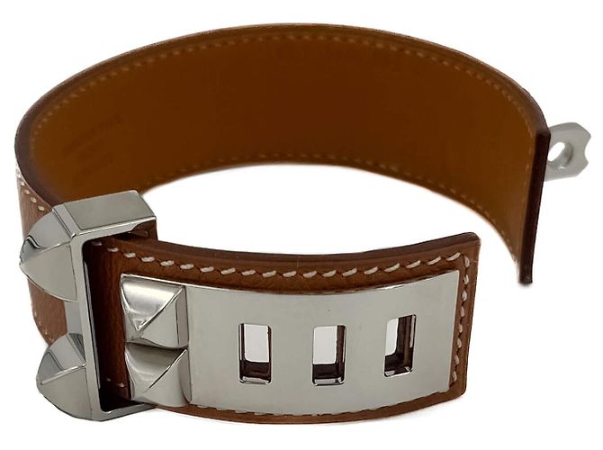 Hermès Collier de Chien Lederarmband T2 Palladium Karamell - Ansicht 6