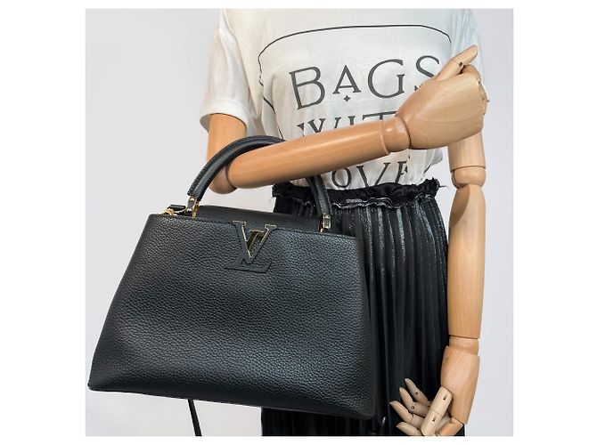Louis Vuitton Bolsa Capucines PM em couro Taurillon preta com 2 maneiras Preto - vista 2