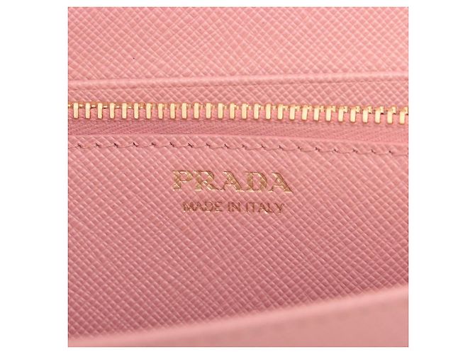 Prada Cartera Larga de Cuero Saffiano Rosa - vista 14