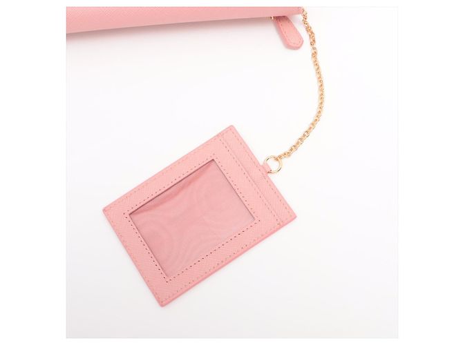 Prada Cartera Larga de Cuero Saffiano Rosa - vista 15