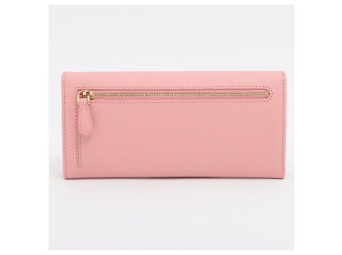 Prada Cartera Larga de Cuero Saffiano Rosa - vista 4