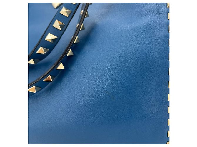Valentino Garavani Borsa tote media in pelle di vitello Rockstud a 2 modi blu - vista 11