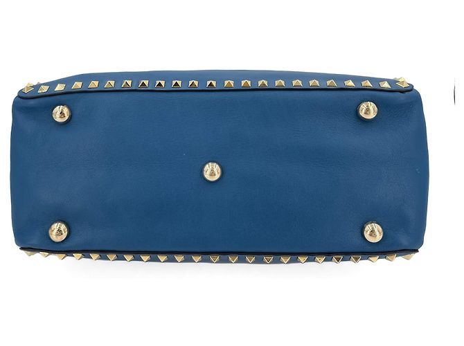 Valentino Garavani Borsa tote media in pelle di vitello Rockstud a 2 modi blu - vista 12