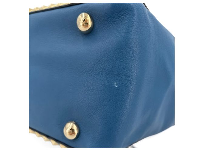 Valentino Garavani Borsa tote media in pelle di vitello Rockstud a 2 modi blu - vista 13