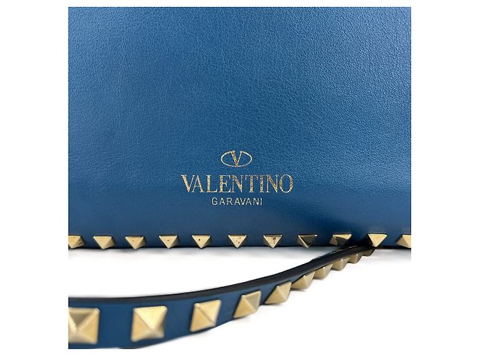Valentino Garavani Borsa tote media in pelle di vitello Rockstud a 2 modi blu - vista 9