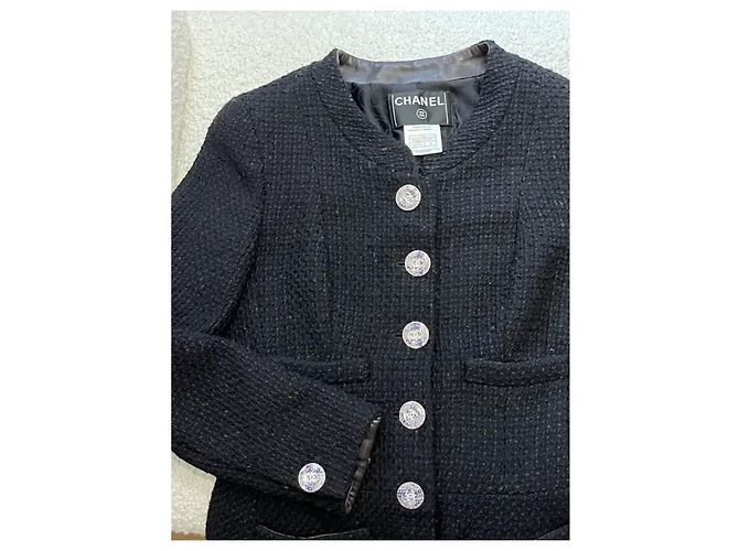 Giacca Chanel in tweed nero - vista 2