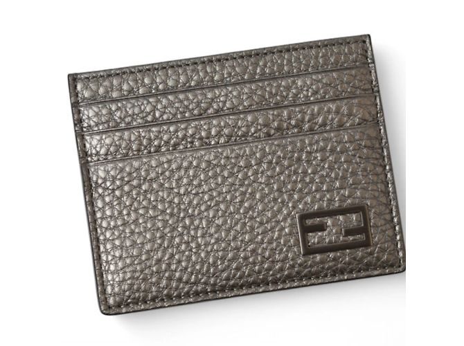 Baguette Fendi Metallic Graue Leder-Kartenetui Metallisch - Ansicht 3