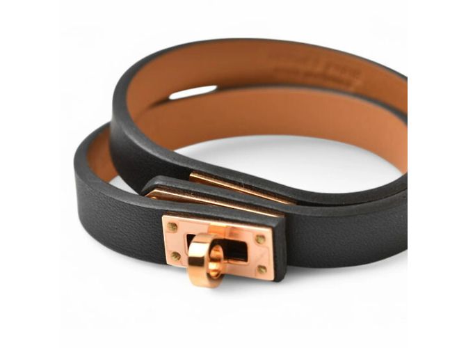 Hermès Bracciale Hermes Kelly in oro nero e rosa D'oro - vista 2