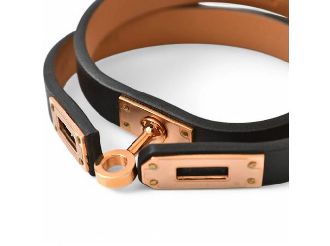Hermès Bracciale Hermes Kelly in oro nero e rosa D'oro - vista 6