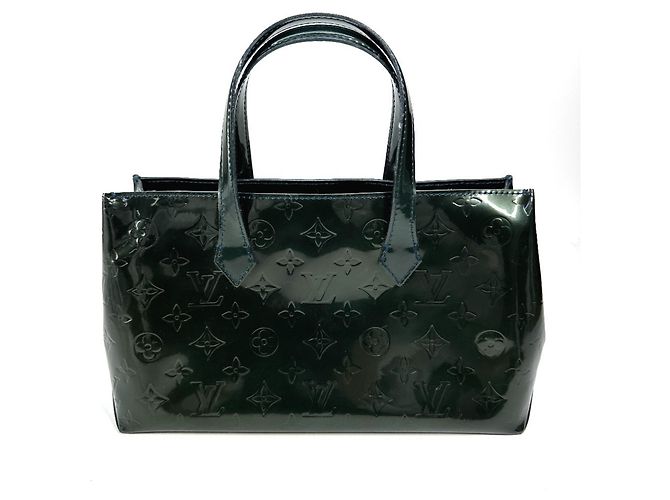 Borsa Tote Louis Vuitton Monogram Vernis Wilshire PM Blu Verde - vista 2