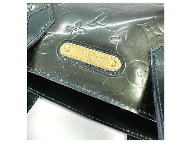 Borsa Tote Louis Vuitton Monogram Vernis Wilshire PM Blu Verde - vista 7
