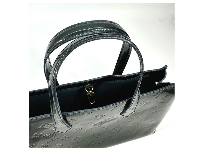 Borsa Tote Louis Vuitton Monogram Vernis Wilshire PM Blu Verde - vista 8