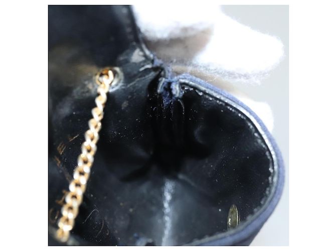 CHANEL Mini Matelassé Borsa a Catena cotone Blu Navy Oro CC Auth bs24235 D'oro - vista 17