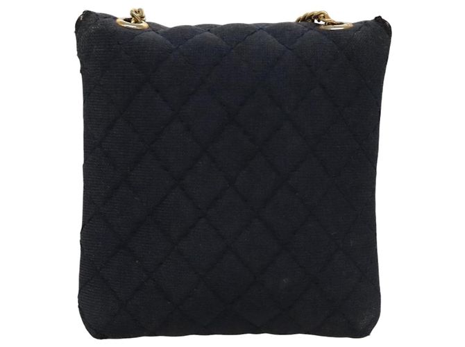 CHANEL Mini Matelassé Borsa a Catena cotone Blu Navy Oro CC Auth bs24235 D'oro - vista 2