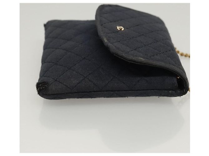 CHANEL Mini Matelassé Borsa a Catena cotone Blu Navy Oro CC Auth bs24235 D'oro - vista 3