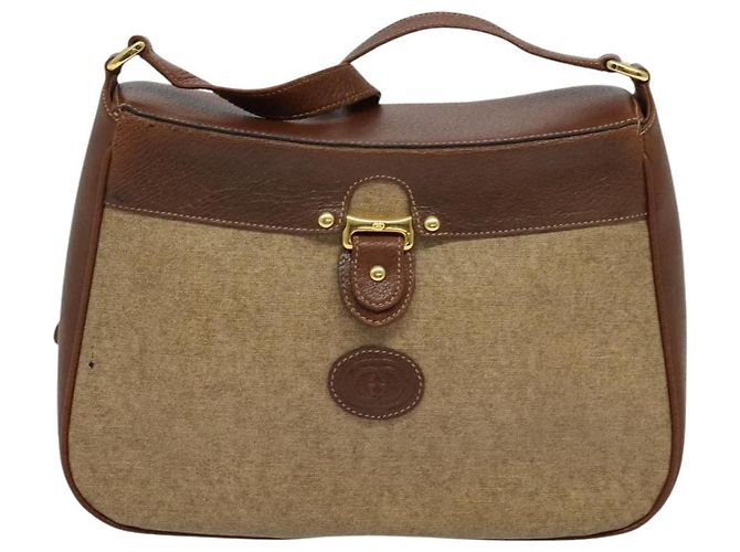 Borsa a Spalla GUCCI PVC Marrone Oro Auth ep8569 D'oro - vista 13