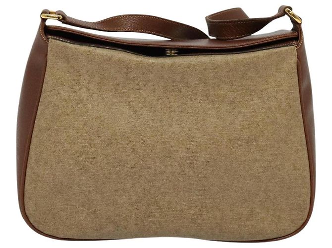 Borsa a Spalla GUCCI PVC Marrone Oro Auth ep8569 D'oro - vista 2