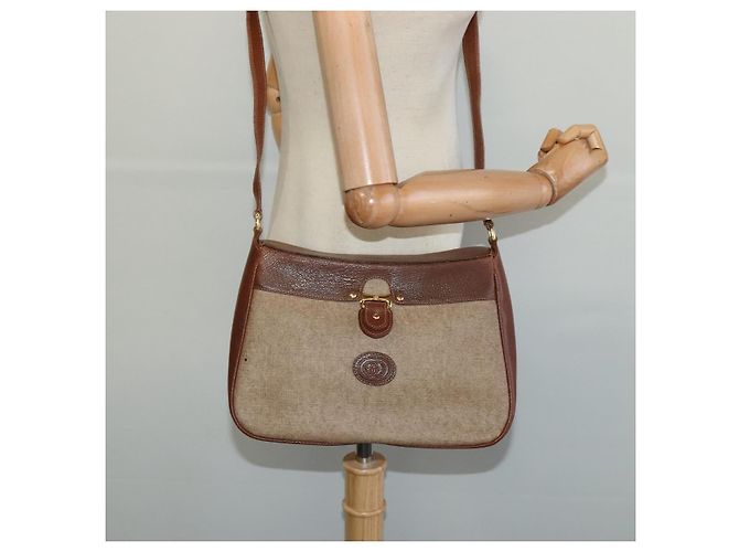 Borsa a Spalla GUCCI PVC Marrone Oro Auth ep8569 D'oro - vista 21