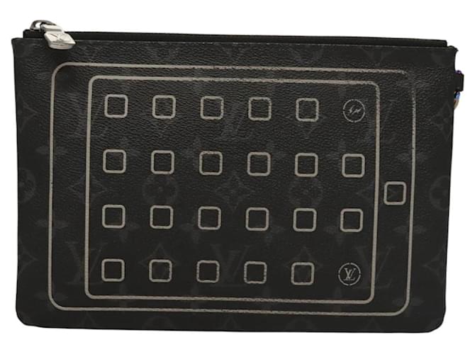 CUSTODIA PER IPHONE LOUIS VUITTON Monogram Eclipse Fragment M64449 LV Auth KD362 Monogramma - vista 13