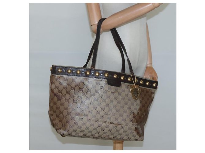 Borsa tote GG Crystal Gucci Beige 207291 Auth MX192 - vista 23