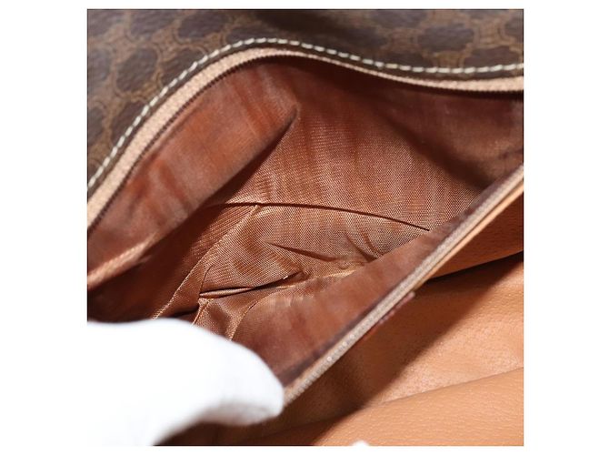Céline Borsa a spalla in tela Macadam CELINE in pelle PVC marrone oro Auth KD334 D'oro - vista 11