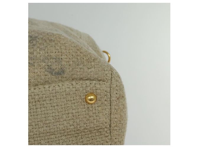 PRADA Borsa a mano in tela 2 vie Beige Oro Auth BD1555 D'oro - vista 14