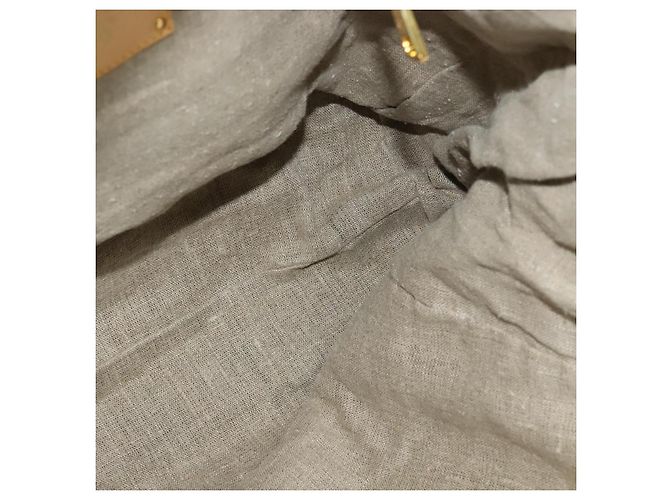 PRADA Borsa a mano in tela 2 vie Beige Oro Auth BD1555 D'oro - vista 20