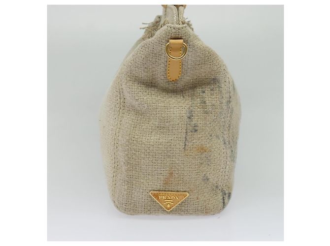 PRADA Borsa a mano in tela 2 vie Beige Oro Auth BD1555 D'oro - vista 3