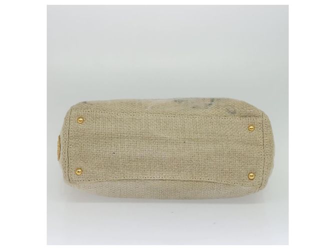 PRADA Borsa a mano in tela 2 vie Beige Oro Auth BD1555 D'oro - vista 5