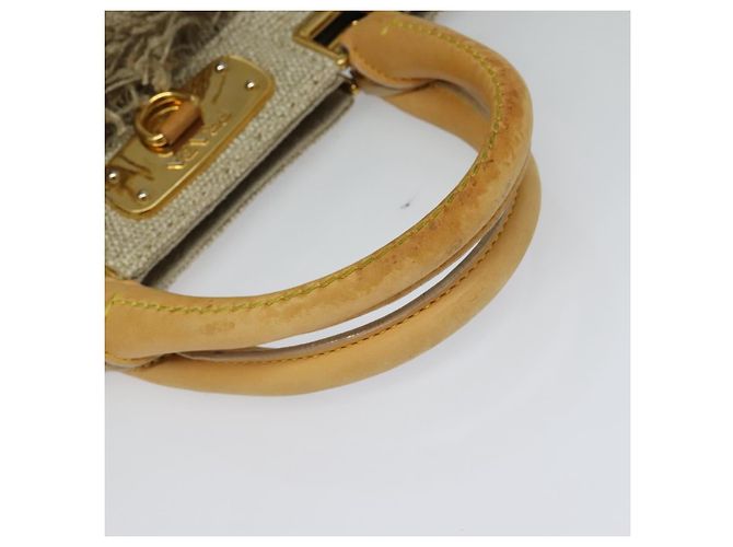 PRADA Borsa a mano in tela 2 vie Beige Oro Auth BD1555 D'oro - vista 7