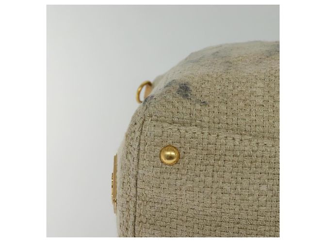 PRADA Borsa a mano in tela 2 vie Beige Oro Auth BD1555 D'oro - vista 9
