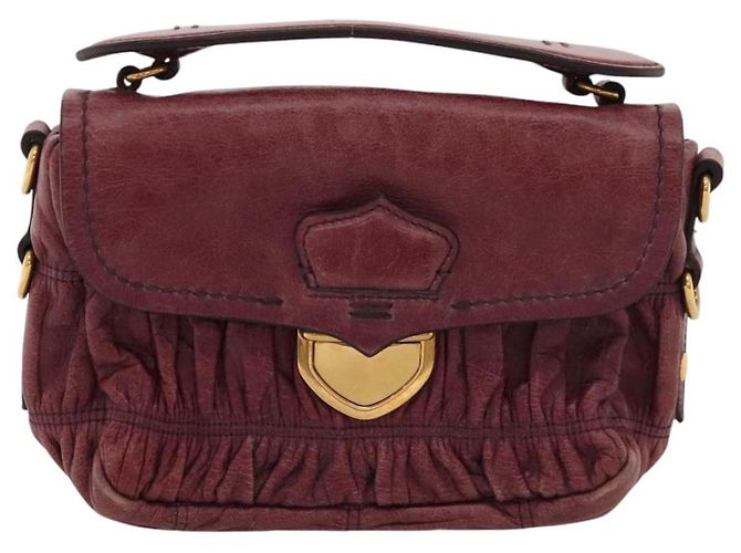 Borsa a Spalla PRADA in Pelle Viola Dorata Auth BD1517 D'oro Porpora - vista 13