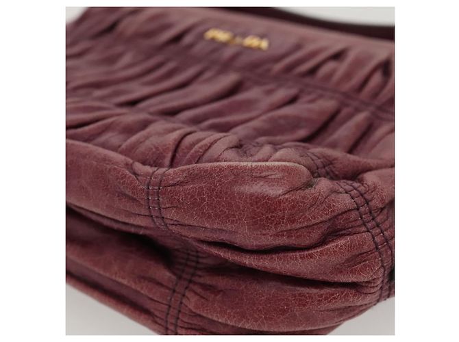 Borsa a Spalla PRADA in Pelle Viola Dorata Auth BD1517 D'oro Porpora - vista 17