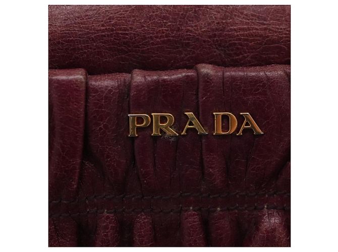 Borsa a Spalla PRADA in Pelle Viola Dorata Auth BD1517 D'oro Porpora - vista 18