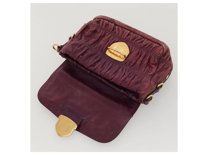 Borsa a Spalla PRADA in Pelle Viola Dorata Auth BD1517 D'oro Porpora - vista 19