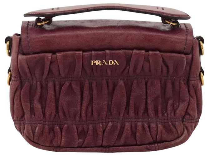 Borsa a Spalla PRADA in Pelle Viola Dorata Auth BD1517 D'oro Porpora - vista 2