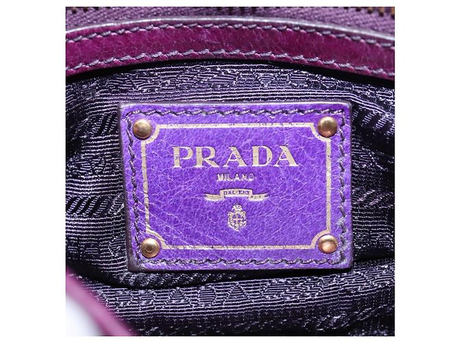 Borsa a Spalla PRADA in Pelle Viola Dorata Auth BD1517 D'oro Porpora - vista 20