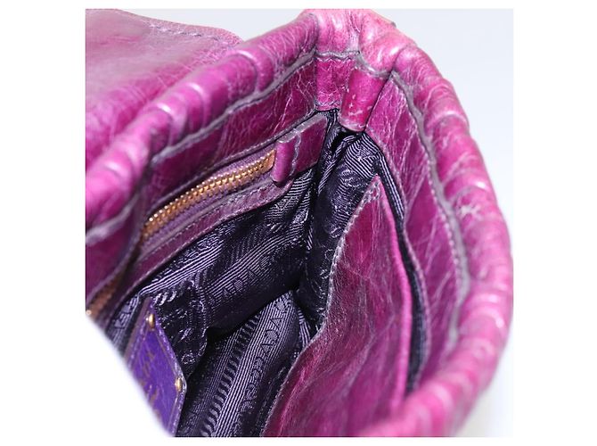 Borsa a Spalla PRADA in Pelle Viola Dorata Auth BD1517 D'oro Porpora - vista 21