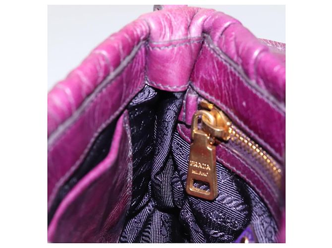 Borsa a Spalla PRADA in Pelle Viola Dorata Auth BD1517 D'oro Porpora - vista 22