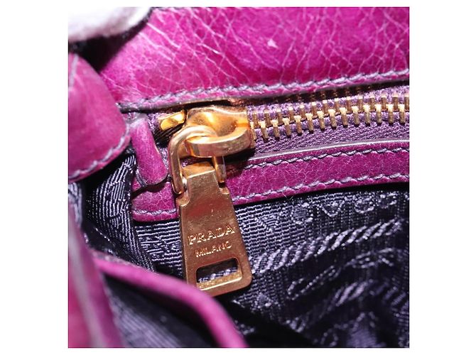 Borsa a Spalla PRADA in Pelle Viola Dorata Auth BD1517 D'oro Porpora - vista 23