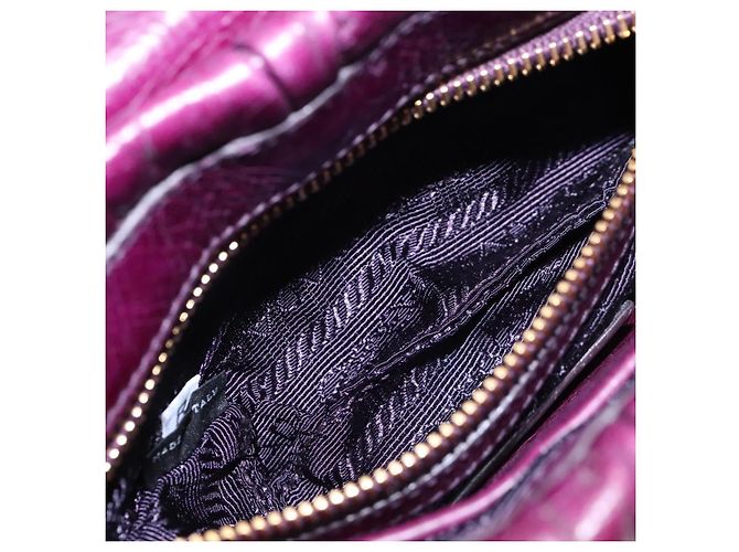 Borsa a Spalla PRADA in Pelle Viola Dorata Auth BD1517 D'oro Porpora - vista 24