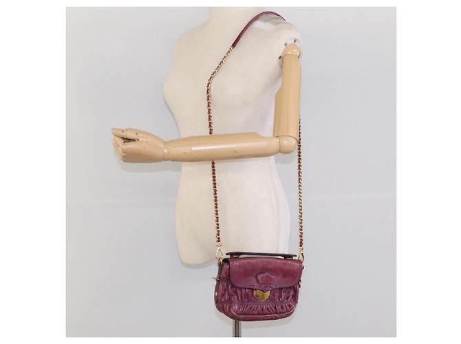 Borsa a Spalla PRADA in Pelle Viola Dorata Auth BD1517 D'oro Porpora - vista 26
