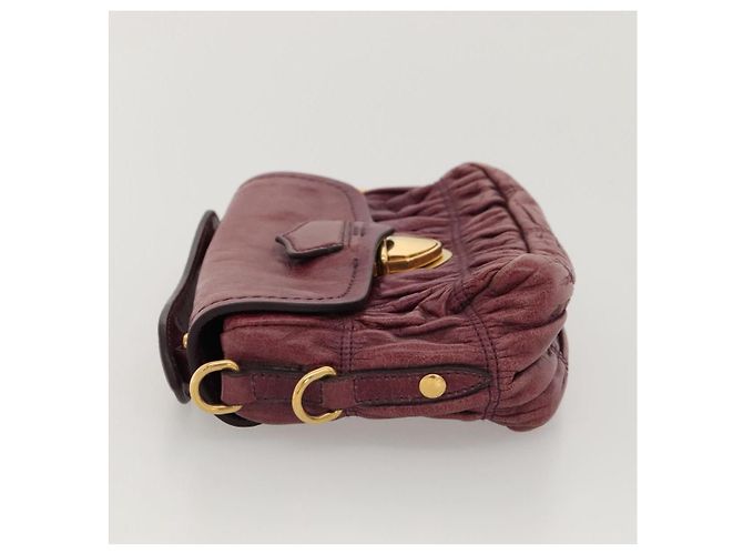 Borsa a Spalla PRADA in Pelle Viola Dorata Auth BD1517 D'oro Porpora - vista 4